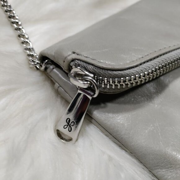 Hobo International Daria Leather Convertible Crossbody Clutch Handbag Gray - Picture 4 of 13